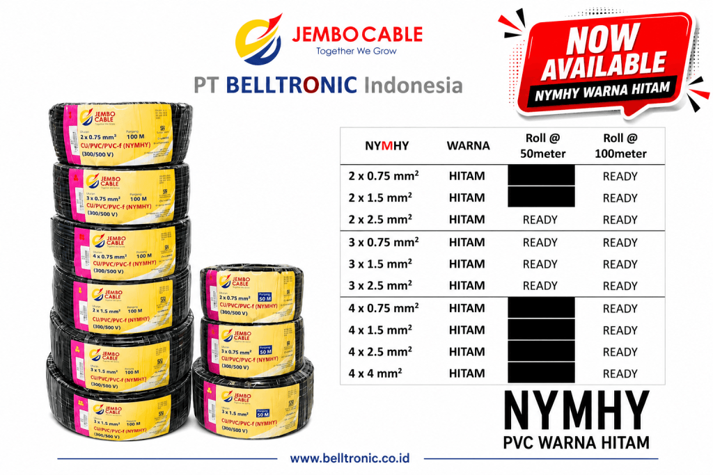 NOW AVAILABLE Kabel NYMHY Warna Hitam Jembo Cable